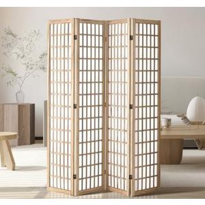 VEVOR Room Divider, 4 Panel Japanese Room Divider, Folding Privacy Screen Indoor, Portable Partition Dividers and Decoration Screens, for Room Separation, Home, Office, Restaurant & Bedroom (Natural)