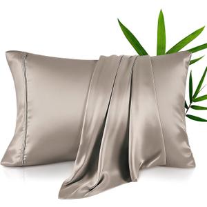 King Pillow Cases, Derived from Bamboo Viscose, Cooling Pillowcases, Breathable & Wicking Pillow Covers for Hot Sleepers, Envelope Closure, Taupe, 2 Pack, 20x40IN