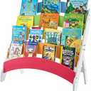 Stoneandegg Wooden Kids Bookshelf, Rainbow Book Shelf for Kids Rooms, 4 Tier Toddler Storage Book Rack, Montessori Bookcase for Playroom, Nursery, Living Room