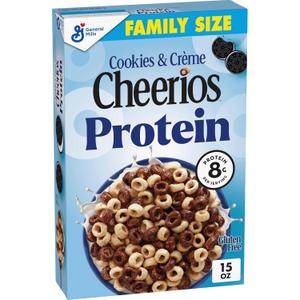 Cheerios Protein Cereal, Cookies and Crme, 8g Protein, Family Size, 15 oz, Best By 13 JUN 2026 