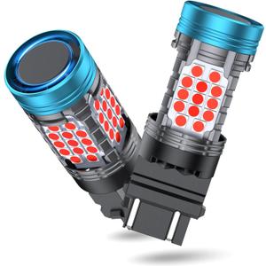 CANBUS 3157 LED Bulb Red with Built-in Resistor for Tail Light Anti-Hyper Flash,3057 3457R Brake Bulbs Error Free,3056 4057A 4156 4157A LED Bulb Replacement for Rear Turn Signal Lights(2pcs)
