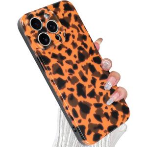 Phone Case for iPhone 13 Pro Max Case Gold Tortoiseshell Print TPU Slim Phone Cover for Women Girls Grily Brown Shockproof Phone Cover for iPhone 13 Pro Max, Tortoise Print