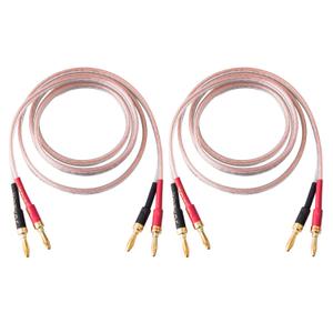 1 Pair 13AWG Audiophile Grade Speaker Wire with pre-Connected Dual Gold Plated Banana Plug Tips - Oxygen-Free Copper (OFC) Construction (2M(6.6FT))