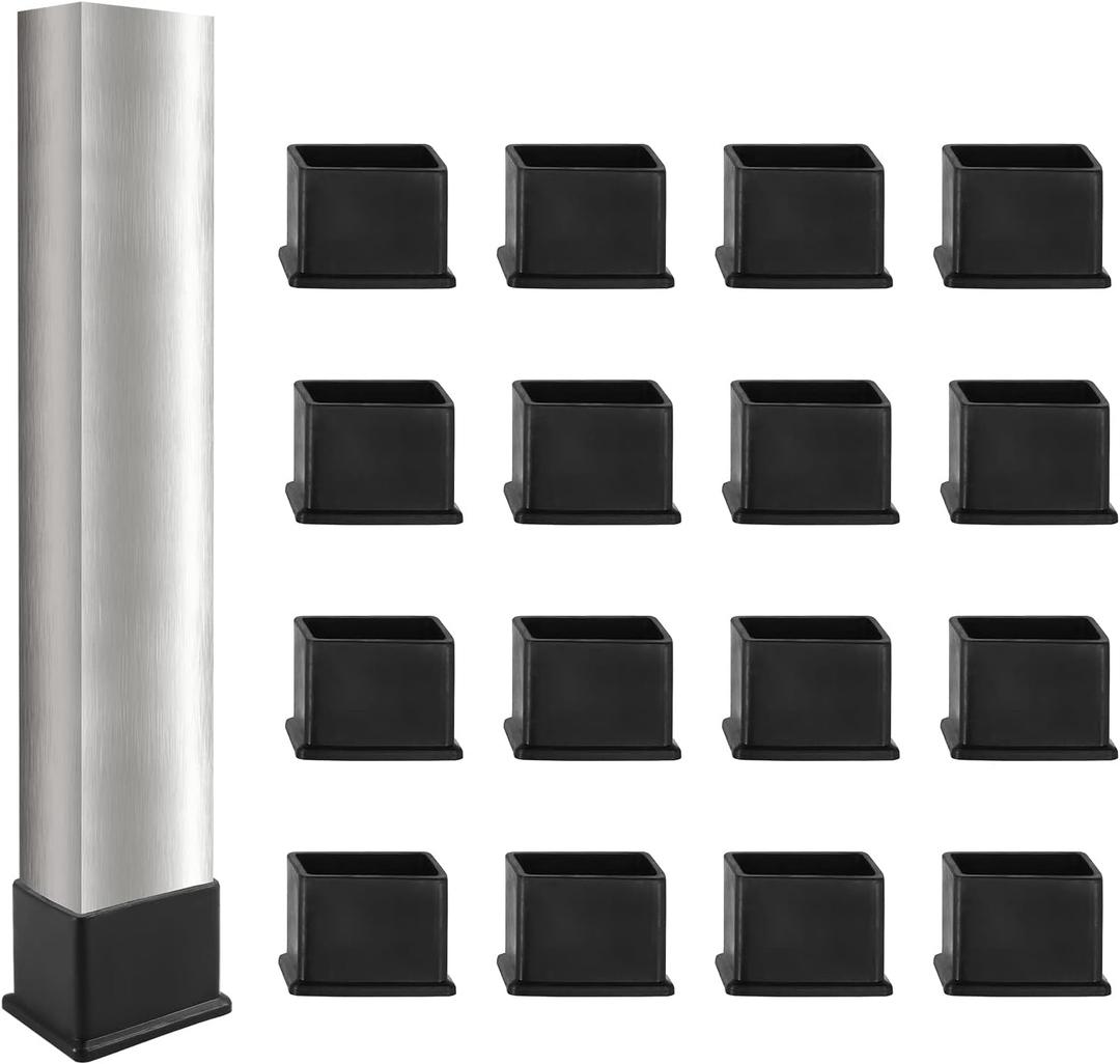 Rectangle Furniture Leg Protectors 1-1/2" x 1", Masendelk 12 Pack Black Chair Leg Caps Wood Floor Protectors, 38 x 25mm Rubber Chair Leg Covers - 12 Pieces