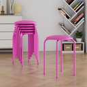 VECELO 6-Piece Stacking Stools, 17 Inch Standard Height, Padded Seat & Steel Legs, Portable Stackable Decoration Stools for School Classroom and Office Use, Pink