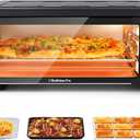Beelicous Pro 19QT Digital 8-in-1 Air Fryer Toaster Oven, 550F Flavor-Lock Tech, Flip Up & Away Capability, 40+ Recipes, Airfryer Countertop Oven Combo, 4 Accessories, Fit 13" Pizza,Black