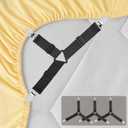 4pcs Bed Sheet Straps Holders, Adjustable Non Slip Elastic Bedsheet Grippers Triangle Mattress Suspenders, Keep in Place Fitted Bed Sheet Holders for Corners, Sofa Cushion, Mattress Cover Straps Black