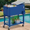 DWVO Ice Chest with Wheels,Portable 80 Quart Rolling Cooler with Handle