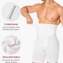 Nebility Shapewear Men Compression Shorts - Slimming Body Shaper Tummy Control Underwear Boxer Briefs (White, L)