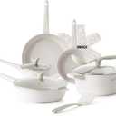 THE ROCK SOHO 15Pcs Ceramic Cookware Set Non toxic Pots and Pans Set Non Stick with ROCK.TEC Nothing Sticks, Never Warps, Lasts Longer, PTFE PFOA & PFAS Free, Induction & Dishwasher Safe, Cream