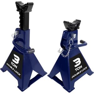 TCE AT43005AU Torin Steel Heavy Duty Jack Stands: Double Locking Pins, 3 Ton (6,000 lb) Capacity, Blue, 1 Pair (2 Pack)