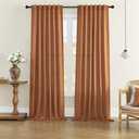 Desert Orange Long Curtains 108 Inch Length for Living Room Dining 2 Panels Set Back Tab Pocket Drapes Light Filter Semi Privacy Flax Burlap Window Panels for Bedroom Patio Door 50x108