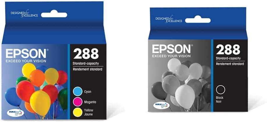 Epson T288 DURABrite Ultra Ink Standard Capacity Color Combo Pack & T288 DURABrite Ultra Ink Standard Capacity Black Cartridge (T288120-S) for Select Expression Printers