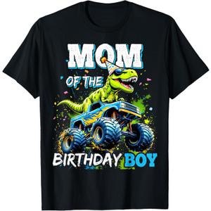 Mom of The Birthday Boy Monster Truck Dinosaur Party T Rex T-Shirt