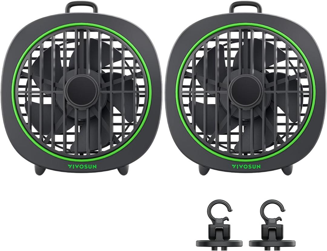 VIVOSUN AeroWave D4, 4 Grow Tent Clip Fan with Detachable Hook, 3-Speed Strong & Quiet Airflow, Adjustable Airflow Angle for Hydroponics, Circulation & Cooling, Black, 2-Pack