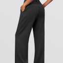 ANRABESS Women Wide Leg Pants Stretchy Work Dress Pants Waffle Knit Business Casual Pull on Palazzo Slacks Trousers Outfits Black Medium (Black, M)