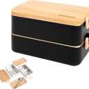 gimmiebox premium stainless steel bento box lunch box with compartments for adults, spoon and fork, leak-proof, easy side locks (Black)