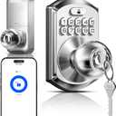 TEEHO TE018 Smart Door Knob with Keypad, App Control, Keyless Entry Digtal Door Lock with Handle, Remote Share One-Time Code, Auto Lock, Easy Installation for Front Door, Bedroom, Rental, Satin Nickel