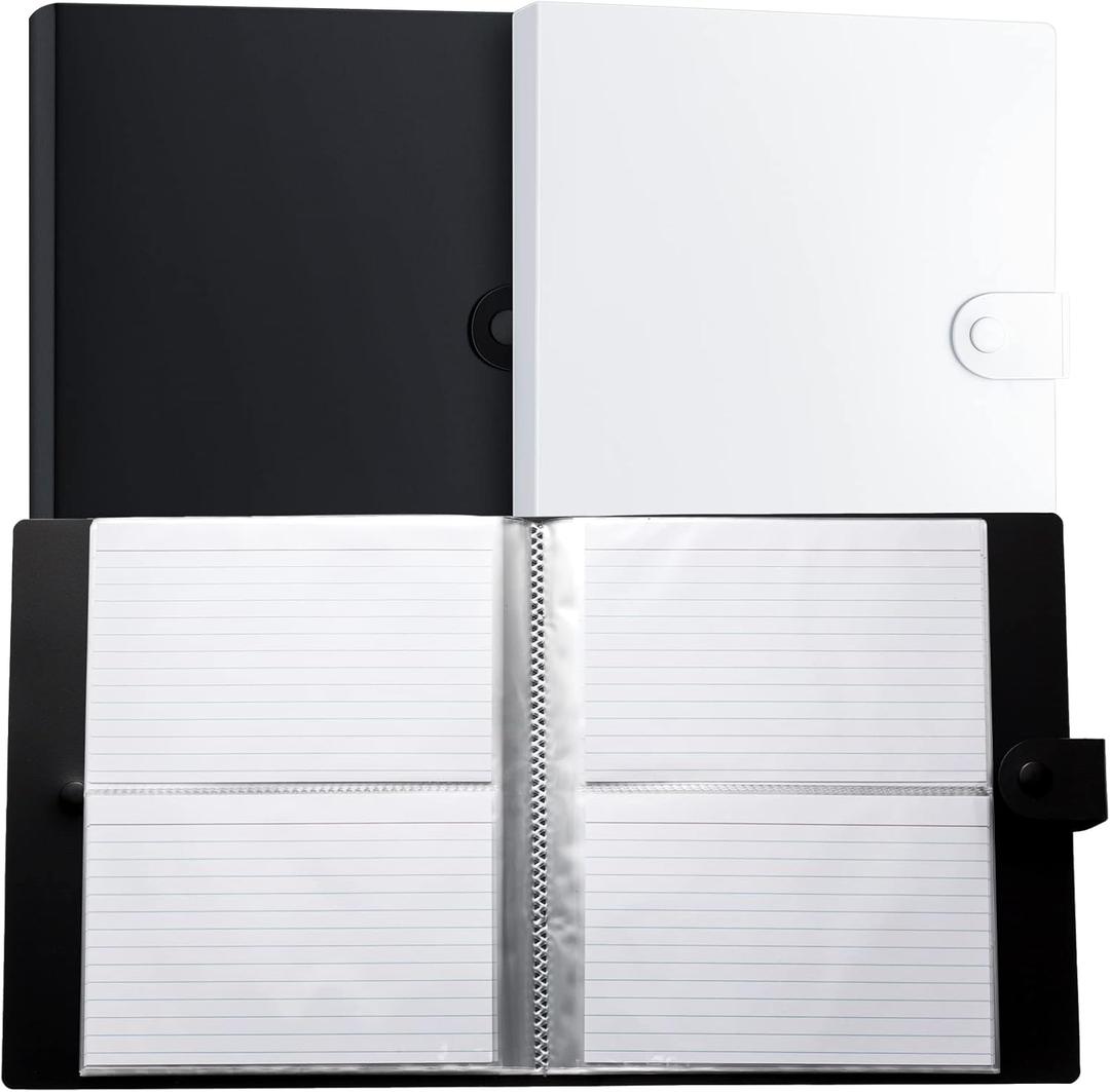 Geyee 2 Pcs 4 x 6 Inch Index Card Holder Binder Note Book Recipe Card Organizer Pouches Clear Plastic Sleeves Flashcard Filing Products with Divider for Office, Total 160 Page, Hold 320 Piece