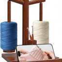 Gkmri Wooden Yarn Holder for Crocheting, Magnetic Yarn Holder Spinner with 360 Rotation & 2 Spindles, All-in-One with Phone Stand & Crochet Hook Storage, Perfect Gifts for Knitters