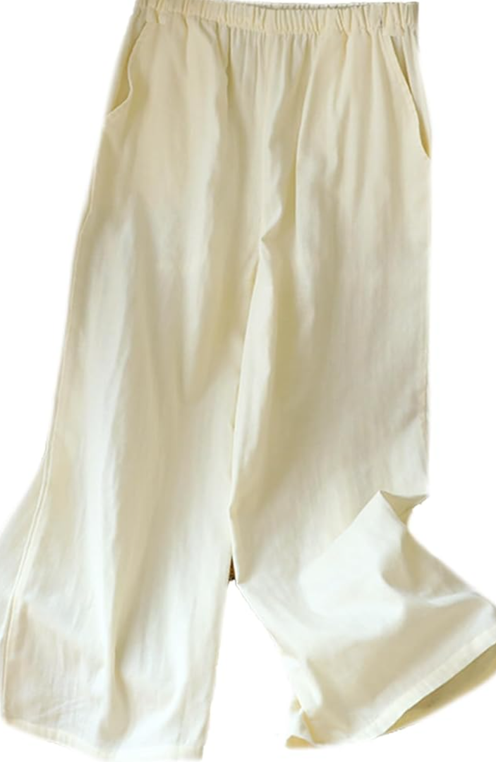 Pajamas for Women Set Floral Print Cotton Lounge Sets Short Sleeve Tops and Shorts Button Up PJs Sleepwear
Color: Beige Pants, Size: Small