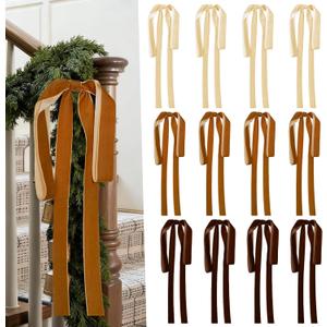 Artmag 12 Pcs Velvet Christmas Large Swag Bows 23.6x15.7 Inch Rustic Staircase Wreath Fireplace Vintage Bows for Christmas Tree Topper Holiday Indoor Outdoor Decor (Multicolor)