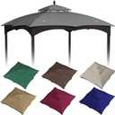 10x12ft Canopy Replacement Top for Lowe's Allen Roth Gazebo #GF-12S004B-1, Two Tiered Waterproof Gazebo Cover Roof with 8 Drainage Holes for BBQ Outdoor, Gray