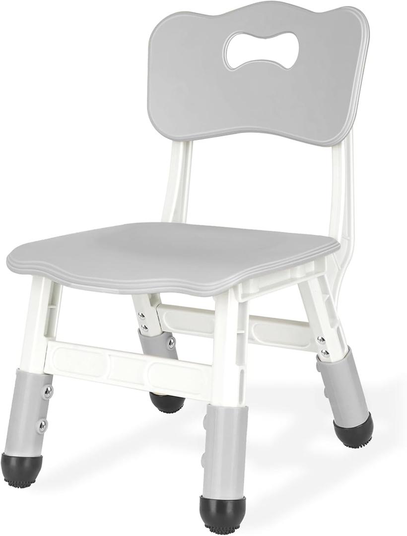 Kids Height Adjustable Toddler Chair Max Load 220LBS Plastic Indoor Outdoor for Children Age 1-6 School Home Daycare Use Grey, Single Child Chair