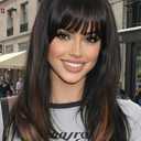 AISI HAIR (Beginner Friendly Wigs) Dark Brown with Blonde Highlights Wig with Bangs for Women, Middle Length Natural Layered Straight Wig for Daily Party