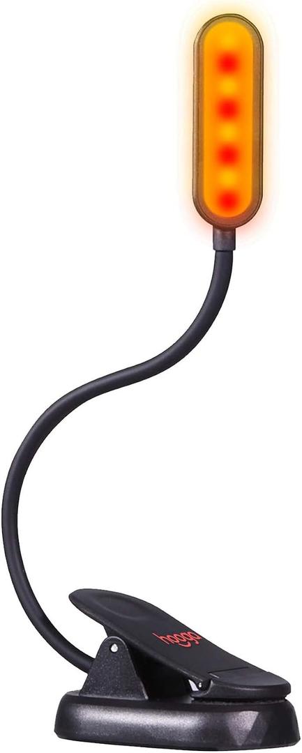 hooga Amber Book Light Blue Light Blocking Reading Light for Bed, Stepless Dimming, Rechargeable Clip-On Night Light, 1600K Amber & 625nm Red LED for Night Reading