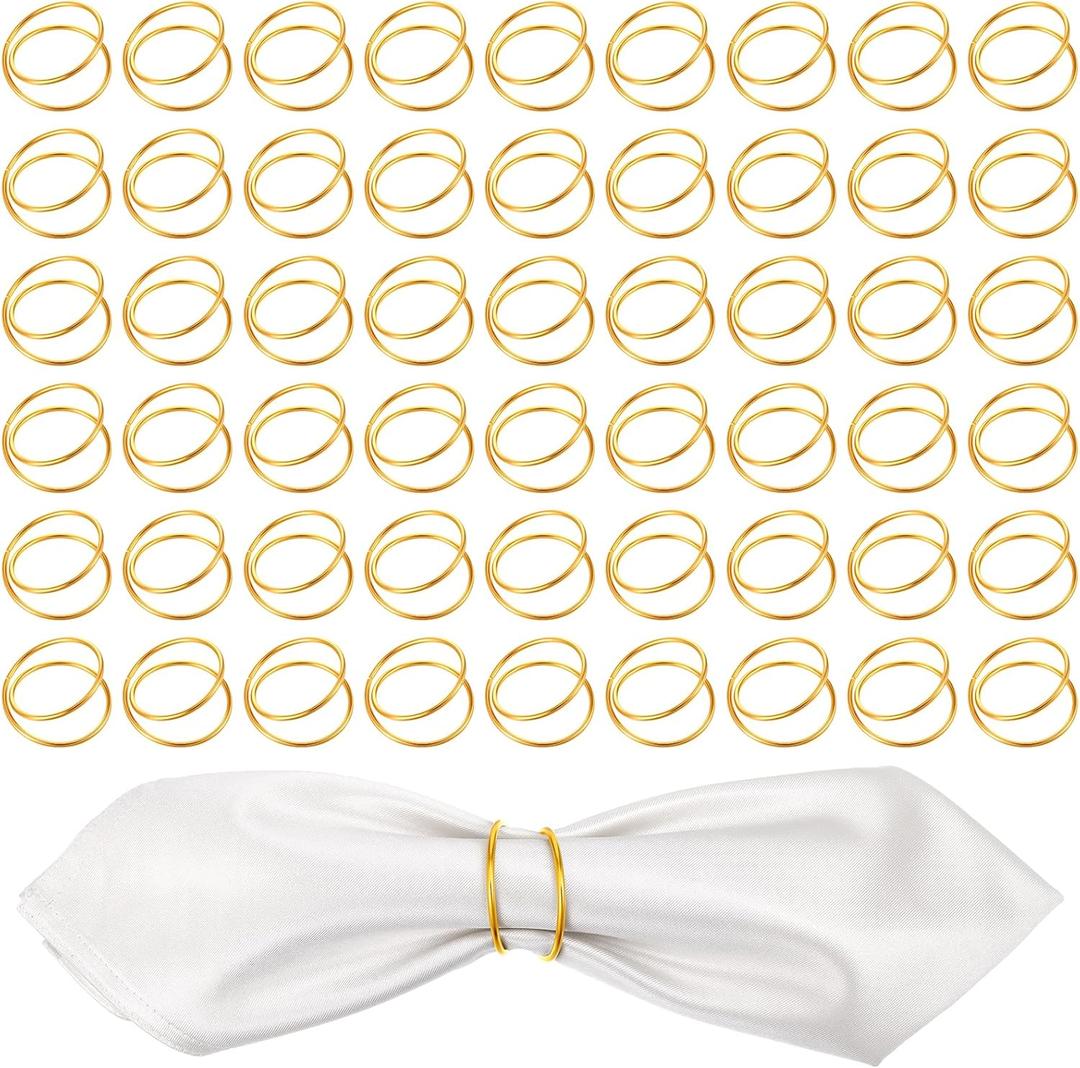 48 Pcs Gold Wedding Napkin Rings, Metal Spiral Napkin Rings Durable Napkins Buckles Elegant Banquet Serviette Buckles for Wedding, Party, Thanksgiving, Christmas, Table Decorations