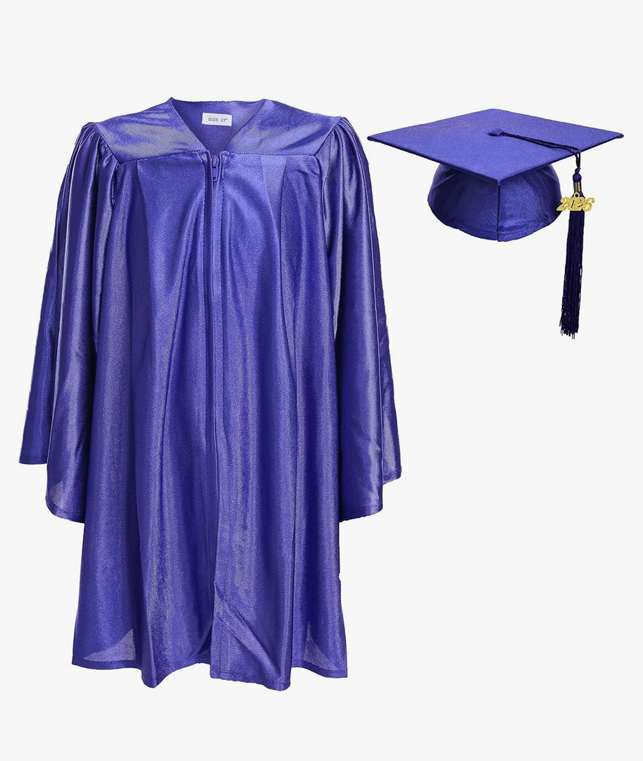 Newrara Unisex Shiny Kindergarten Graduation Gown Cap with Tassel Size:30