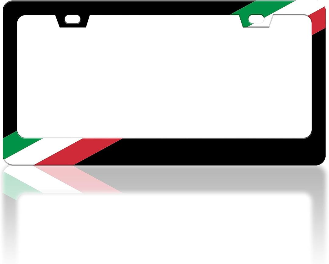 Italy Italian Flag License Plate Frame Funny Patriotic License Plate Frames Green White Red Auto Accessory Bracket Stainless Steel License Plate for Women Men 6x12 Inch