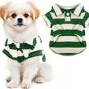 Dog Shirt Polo Shirt Striped Collar Puppy Clothes Summer Button Up Pet Clothes for Small Medium Dogs Cats for Boy Girl Pets (Green, Small)
