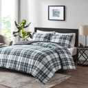 Madison Park Essentials Parkston Plaid Comforter, Matching Sham, 3M Scotchguard Stain Release Cover, Hypoallergenic All Season Bedding-Set, Twin/TwinXL, Black, 2 Piece