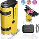 100x-250x Pocket Microscope for Kids Adults, Protable Handheld Miniscope, Mini Microscope Kit for Kids Adults Home School Lab Biology Science Education, Yellow