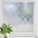 rabbitgoo Window Privacy Film, Decorative Privacy Window Film Sun Blocking, Frosted Glass Cling for Home Door, Non-Adhesive Static Cling Sticker Covering Heat Blocker, Clear, 29.5" x 78.7"