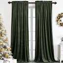Benedeco Blackout Green Velvet Curtains for Bedroom Window, Light Filtering Drapes for Living Room Darkening Soundproof Thermal Curtain Rod Pocket 52 x 96 inches Long Length Set of 2 Panels