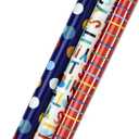 Hallmark Birthday Wrapping Paper Bundle with Cut Lines on Reverse (3-Pack: 55 sq. ft. ttl.) Bright and Holographic Prints and Patterns in Red, Blue, Yellow, White and More, 1 count