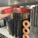 Book Ends for Shelves, 2 Handmade Walnut Wood with Metal Base Decorative Bookends for Heavy Books, Donut Cute Bookshelf Accessories,Unique Minimalist Shelf Decor for Living Room,Kitchen,Office