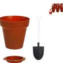 20 Pack Flowerpot Dessert Cups, Shovel, Spoon, Bottom Tray - Small Flower Pot Cups, Mini Flowerpot Cake Desserts Cups Ice Cream,Yogurt Containers - DIY (Brown,Reusable)