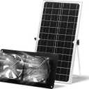 Solar Powered Fan,15W Waterproof Solar Dual Exhaust fan with 9.84Ft On/Off Cable for Small Chicken Coops, Sheds, Pet Houses, Outdoor Greenhouse Air Circulation