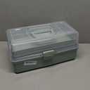 14in 3-Layer Multipurpose Craft Organizers and Storage with Adjustable Dividers, Portable Tackle Box, Folding Art & Craft Case for Medicine, Tool, Sewing Organizer (Haze Green, X-Large)