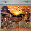 2 x CYLYH 7x5ft Halloween Photography Backdrop Hallowmas Eve Gloomy Devil Pumpkin Scarecrow Background Horrible Scary Nightmare Party Banner