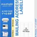 15000 30 Per Sheet Self Adhesive 1" x 2-5/8" Address Shipping Labels for Laser & Inkjet Printers - 500 Sheets, 30 Per Labels Per Page, 30 up Labels