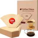 200 Count Coffee Filters #4, Disposable Cone Coffee Filters 8-12 Cup, Unbleached Natural Size 04 Paper Filters Compatible with Ninja, Pour Over and Drip Coffee Maker