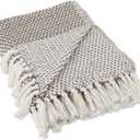DII Woven Throw Collection 100% Cotton, Basketweave, 50x60, Brown