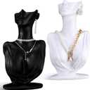 2 Pcs Jewelry Mannequin Display Mannequin Earring Stand for Selling Necklace Display Stand Black White Resin Pendant Boutique Bust Holder Organizer for Show Jewelry, Necklace, Earrings