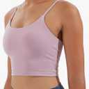 Women's Strappy Stretch Sports Bra Longline Yoga Tank Top Fitness Bra Workout Camisole Crop Tops for Teen Girl, M, Quicksand Powder