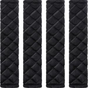 Tatuo 4 Pack Seat Belt Cover Extra Long Seat Belt Pads for Car Soft Comfort Shoulder Strap Covers Harness Pads Helps Protect Your Neck and Shoulder(15.8 Inch,Black)